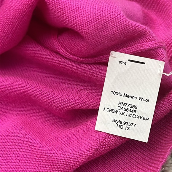 J. Crew Tippi Crew Neck 3/4 Sleeve Wool Sweater Radiant Fuchsia/Hot Pink (XS) - Picture 6 of 6